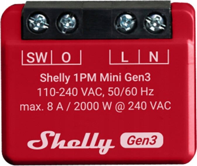Shelly Shelly Plus 1PM Mini Gen3, relay (red)