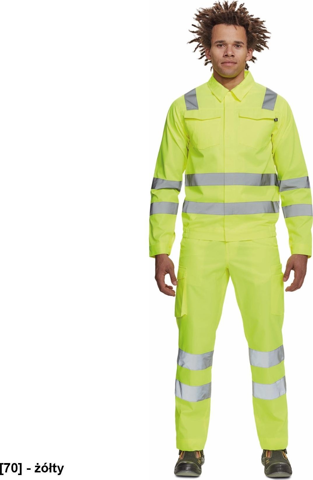 CERVA MALAGA HV kurtka robocza z odblaskowymi taśmami na ramionach, rękawach i w dolnej części zapinana na suwak - żółty 48