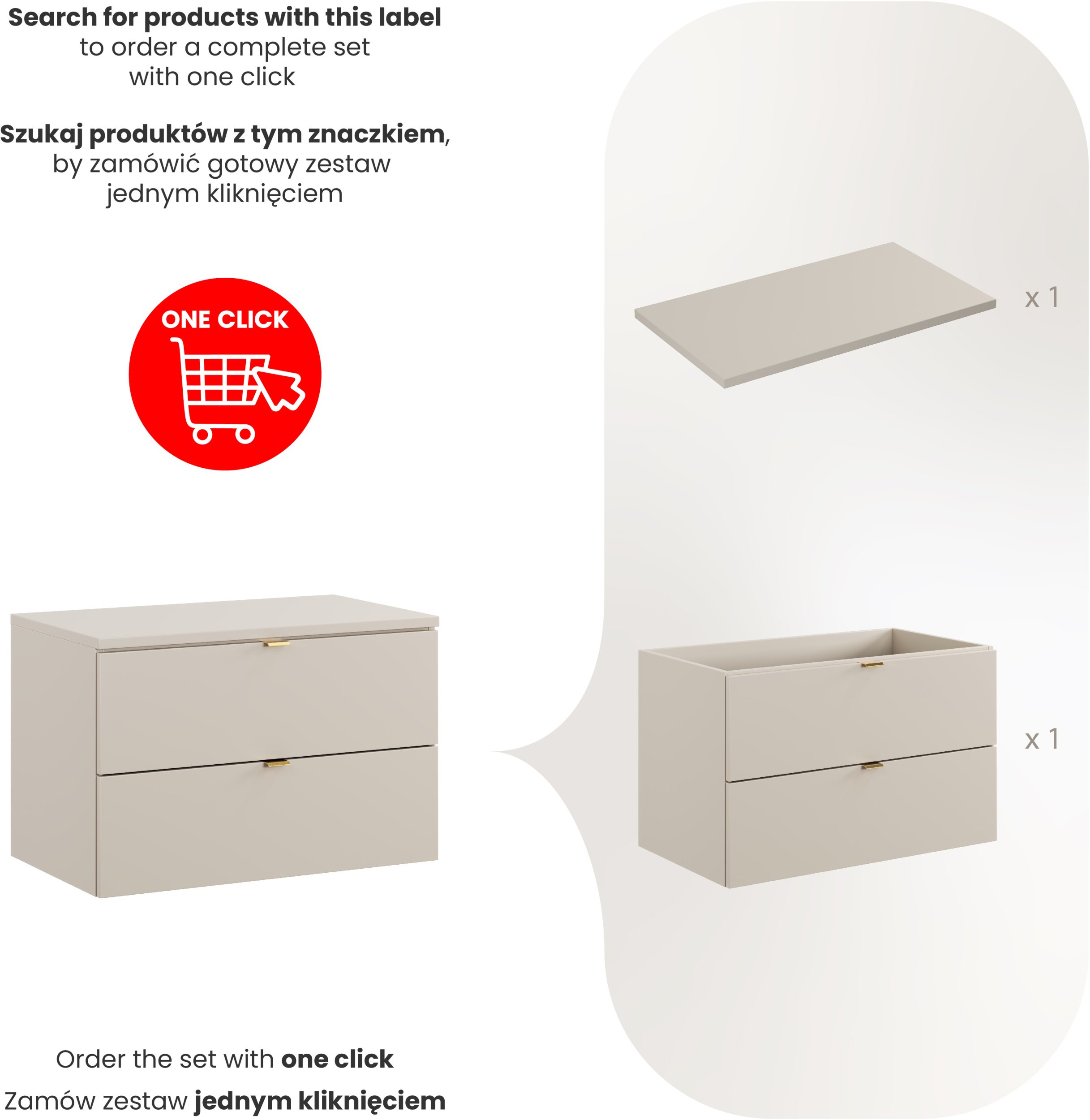 Zestaw meblowy 80cm z blatem