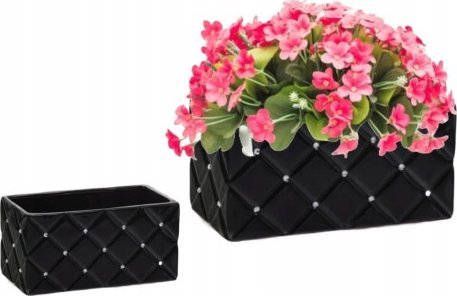 Polnix Osłonka ceramiczna czarna rynna glamour 26x14x13 cm