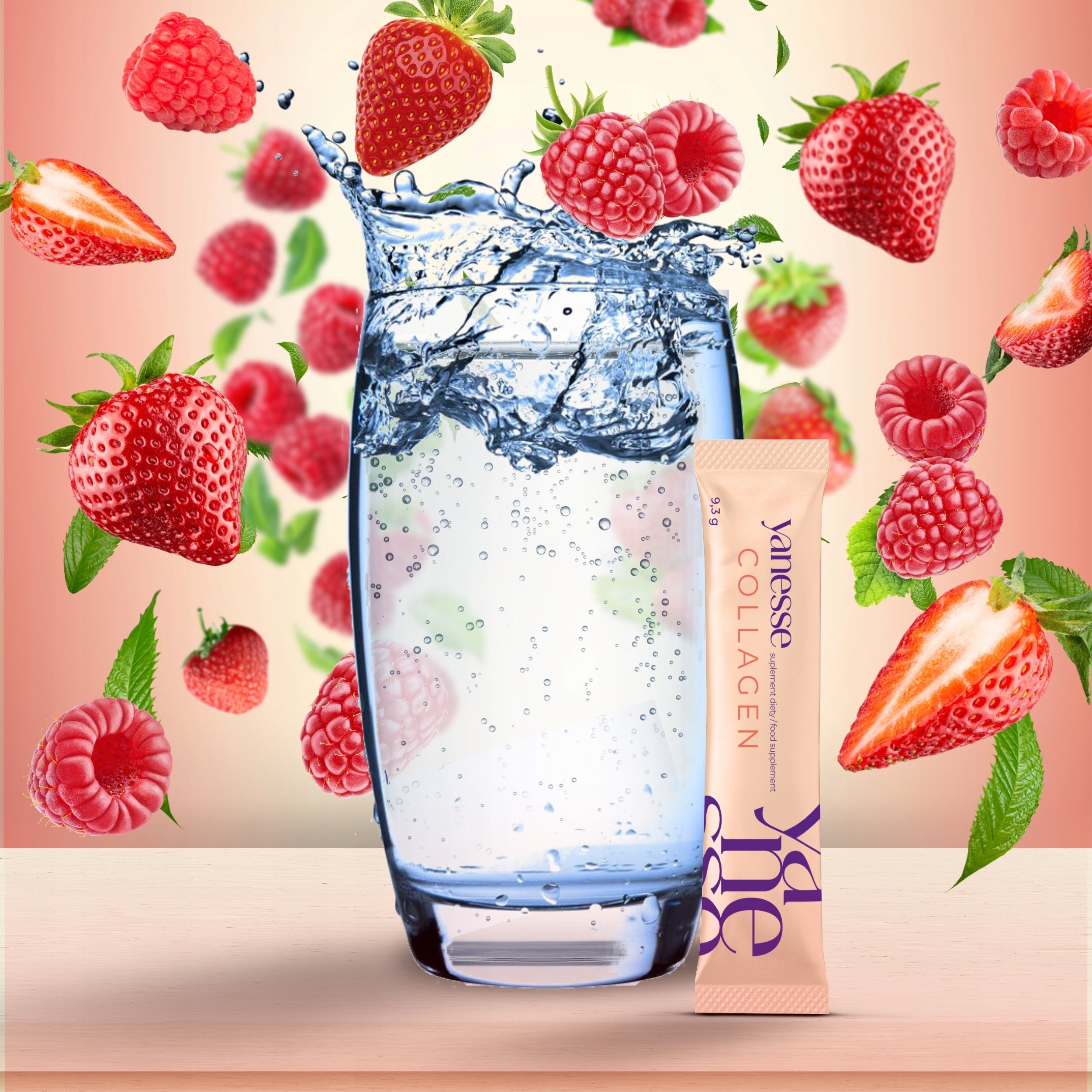 AronPharma_Yanesse Collagen suplement diety w proszku o smaku Truskawkowo-Malinowym