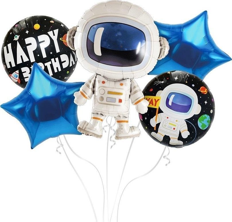 GoDan Balony foliowe zestaw Kosmos, Happy Birthday 5szt
