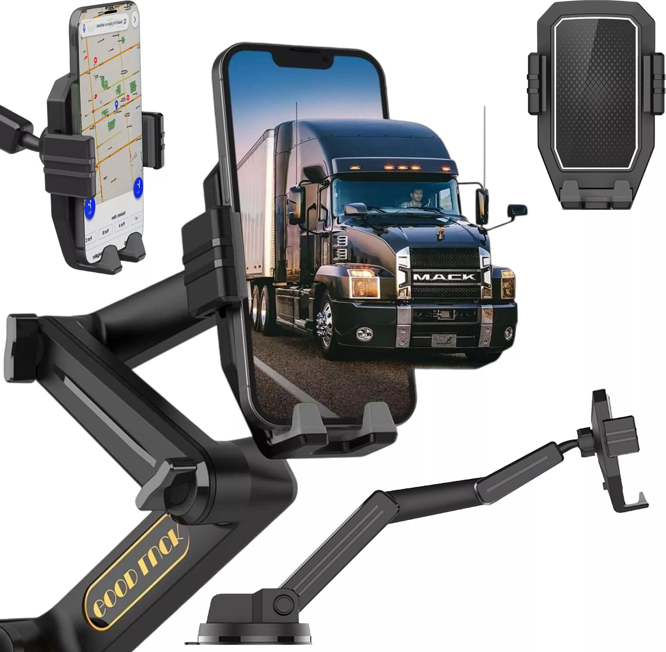 Alogy Uchwyt samochodowy na telefon 7.2" do tira busa ciężarówki koparki samochodu Długi 43cm na szybę kokpit Alogy Czarny