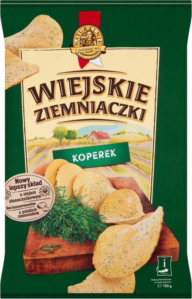 Lorenz Wiejskie Ziemniaczki Chipsy ziemniaczane o smaku koperku 130 g