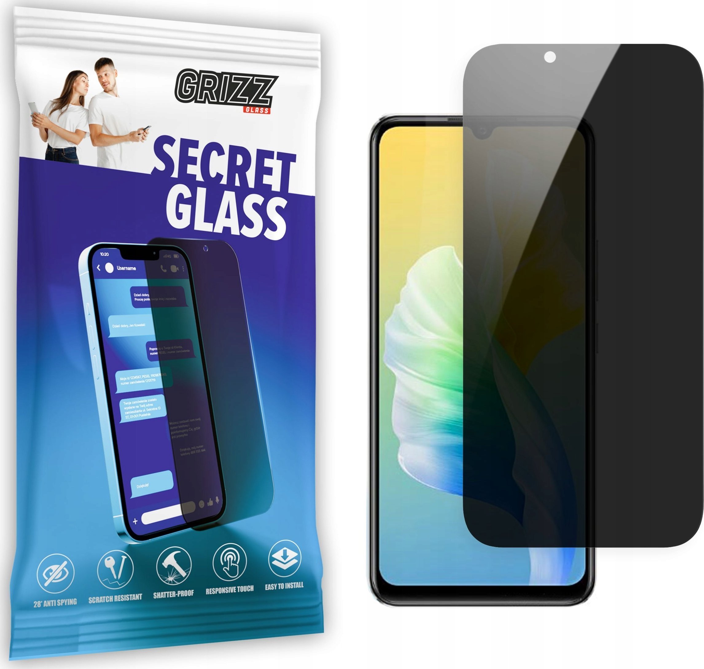 GrizzGlass Szkło prywatyzujące GrizzGlass SecretGlass Vivo S10e