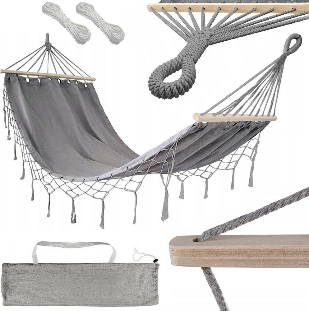 Verk Hamak ogrodowy wiszący huśtawka bujak xl duży pokrowiec z linkami pałąk Hamak ogrodowy wiszący huśtawka bujak xl duży pokrowiec z linkami pałąk