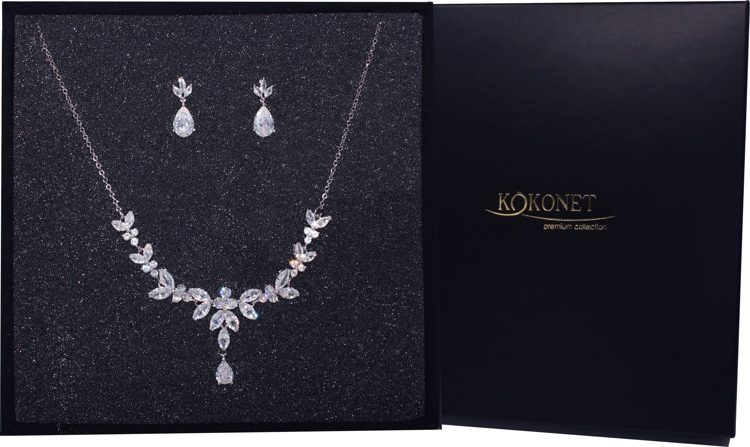 KOKONET ZESTAW biżuterii ślubnej srebro kolczyki naszyjnik