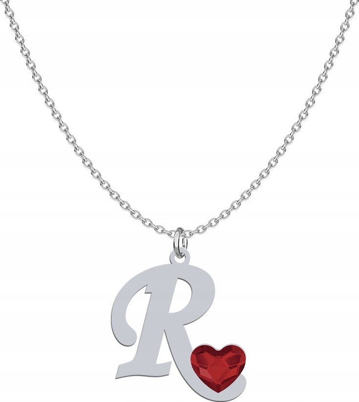 Radziszewska Jewellery Srebrny Naszyjnik LITERA R z sercem DEDYKACJA GRAT