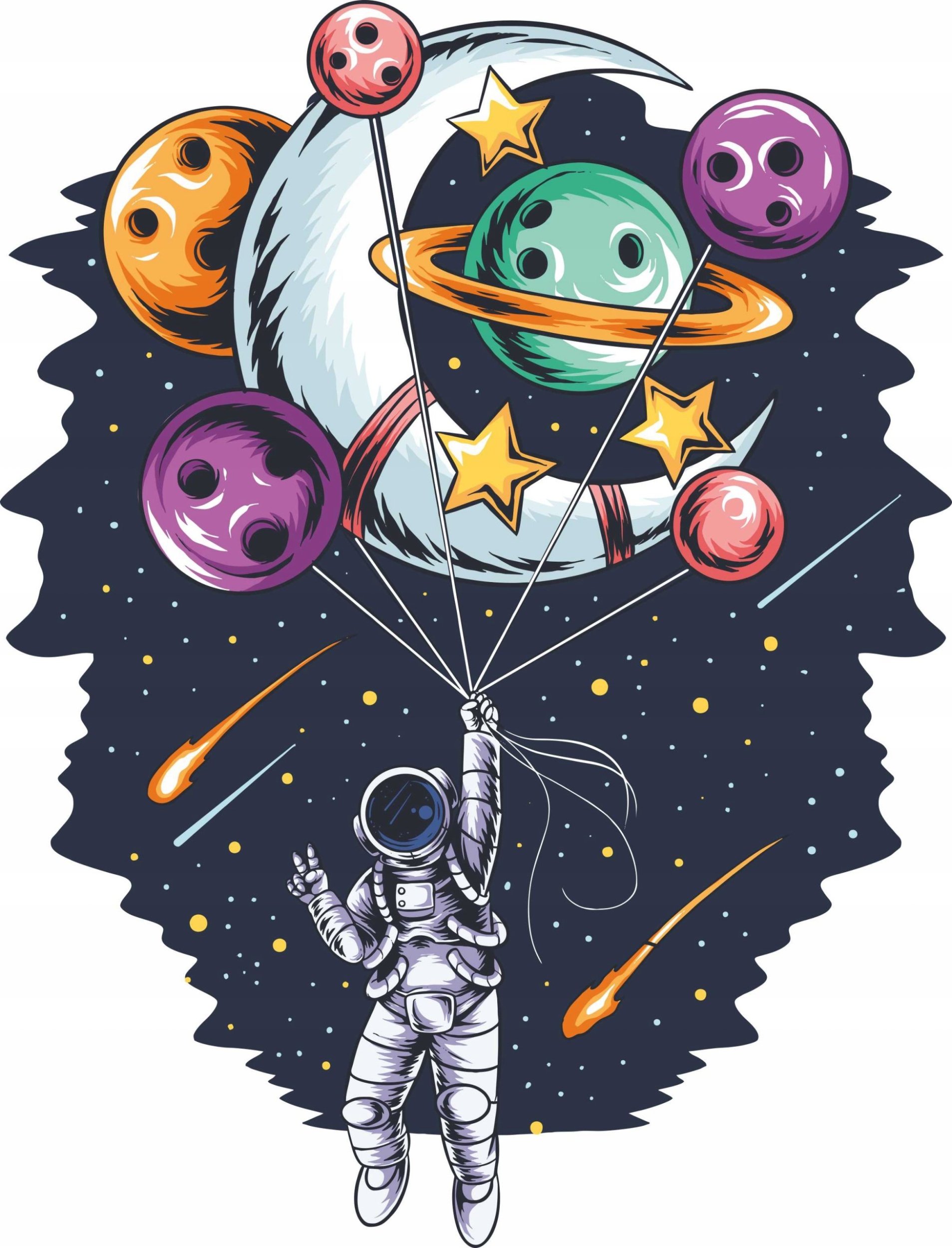 naSciane Naklejka na ścianę ASTRONAUTA kosmos planety balon