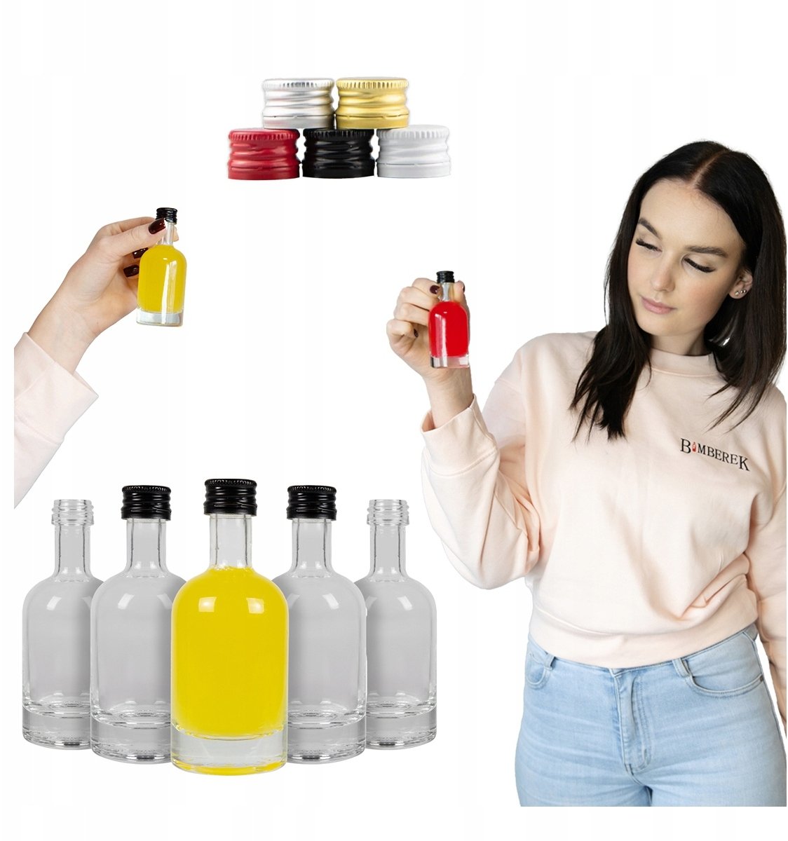 Bimberek 10x Butelki Szklane Mini TADEK 50ml Butelka Na Nalewki Wino