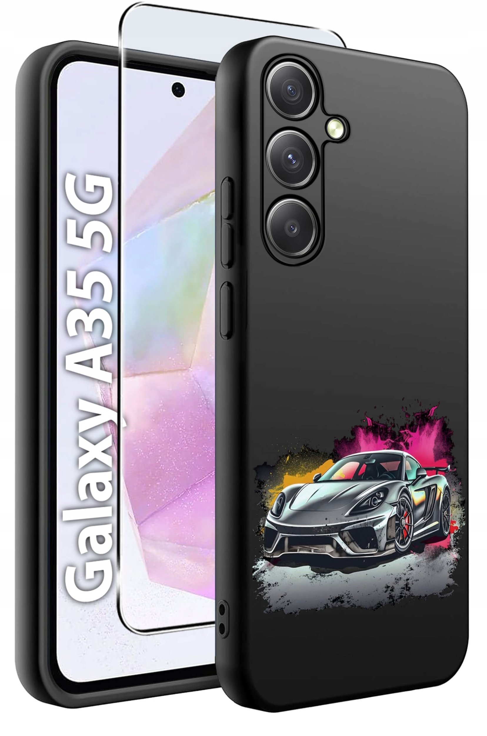 ETUI do Samsung A35 5G WZORY | SILIKONOWE MATT CASE + SZKŁO HARTOWANE 9H