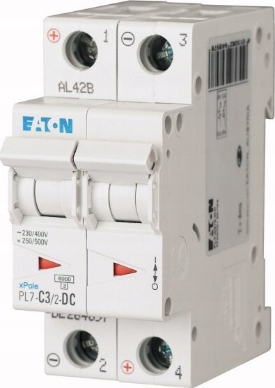 Eaton Wyłącznik nadprądowy 2P C 3A 10kA DC PL7-C3/2-DC 264897
