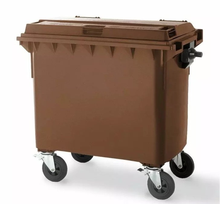 Pojemnik do segregacji odpadów na kółkach WEBER - pojemność 660 l (Kolor: brązowy)