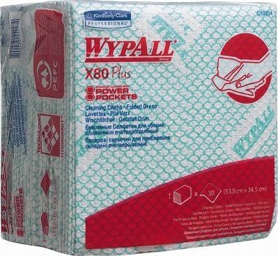 WYPALL 19154 - WYPALL* X80 Plus czyściwo, ściereczka do czyszczenia - 1/4 złożenie,składanie,zielony, (KARTON=8 BIND) 8 toreb x30 odcinków,35.00cm x 3