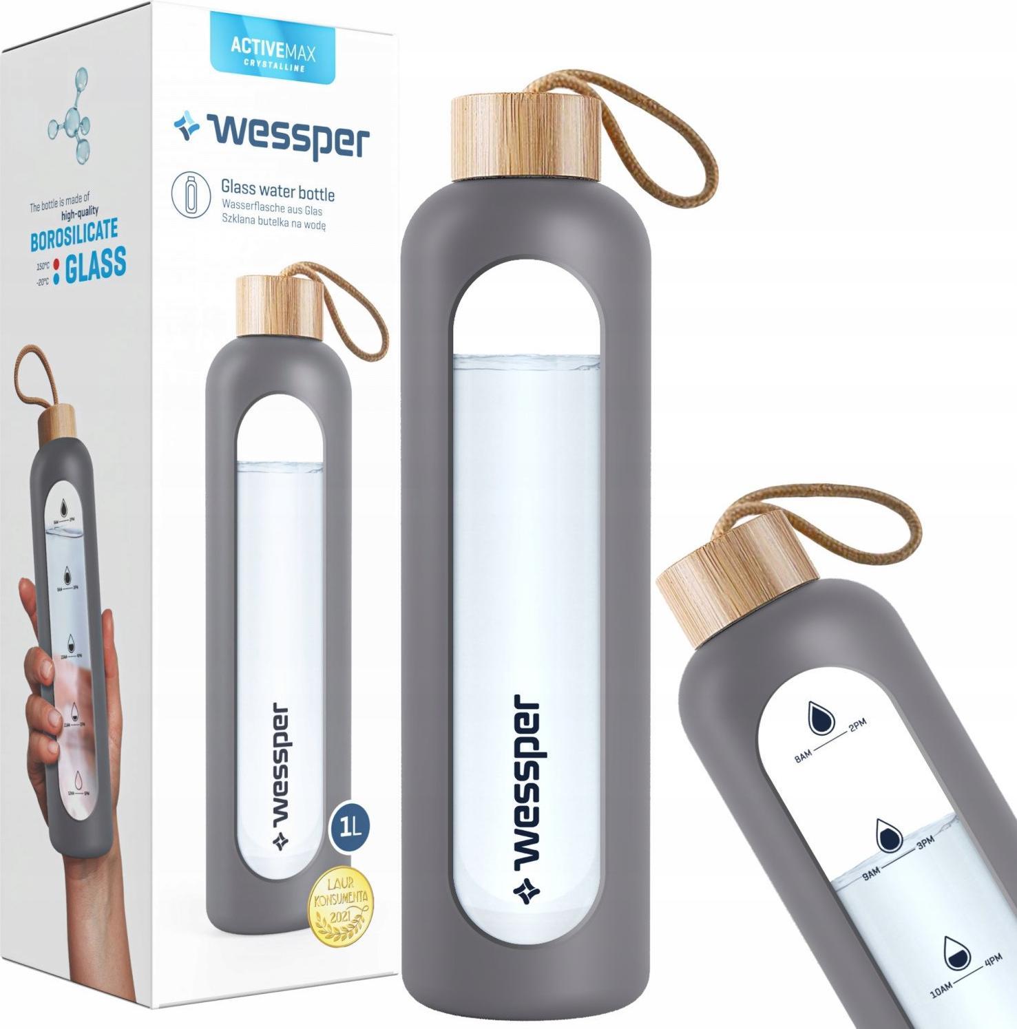 Wessper Butelka motywacyjna 1 litr - szary