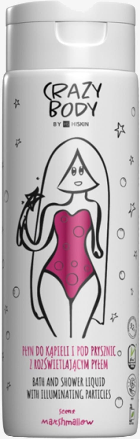 HISKIN Crazy Body Płyn do kąpieli i pod prysznic z rozświetlającym pyłem - MARSHMALLOW 250 ml