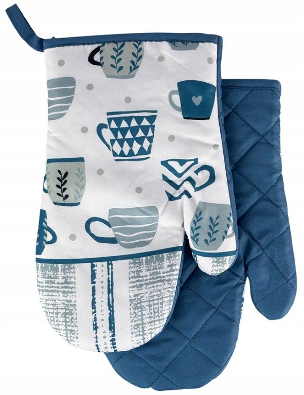 Rękawice kuchenne z magnesem 2 szt. 18x27cm, poliester niebieskie