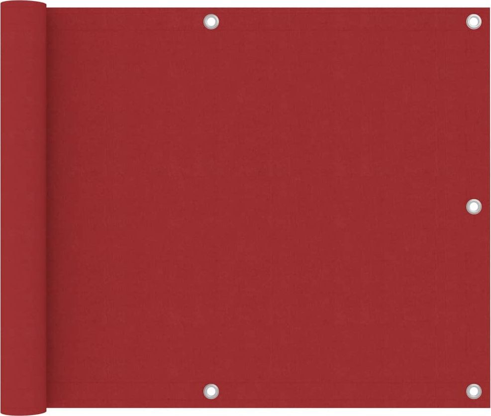 vidaXL Parawan balkonowy, czerwony, 75x600 cm, tkanina Oxford