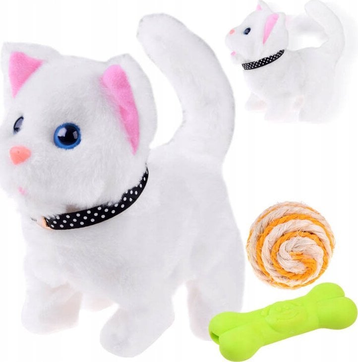 Biały uroczy kotek interaktywny rusza się chodzi miauczy ZA4654 BI