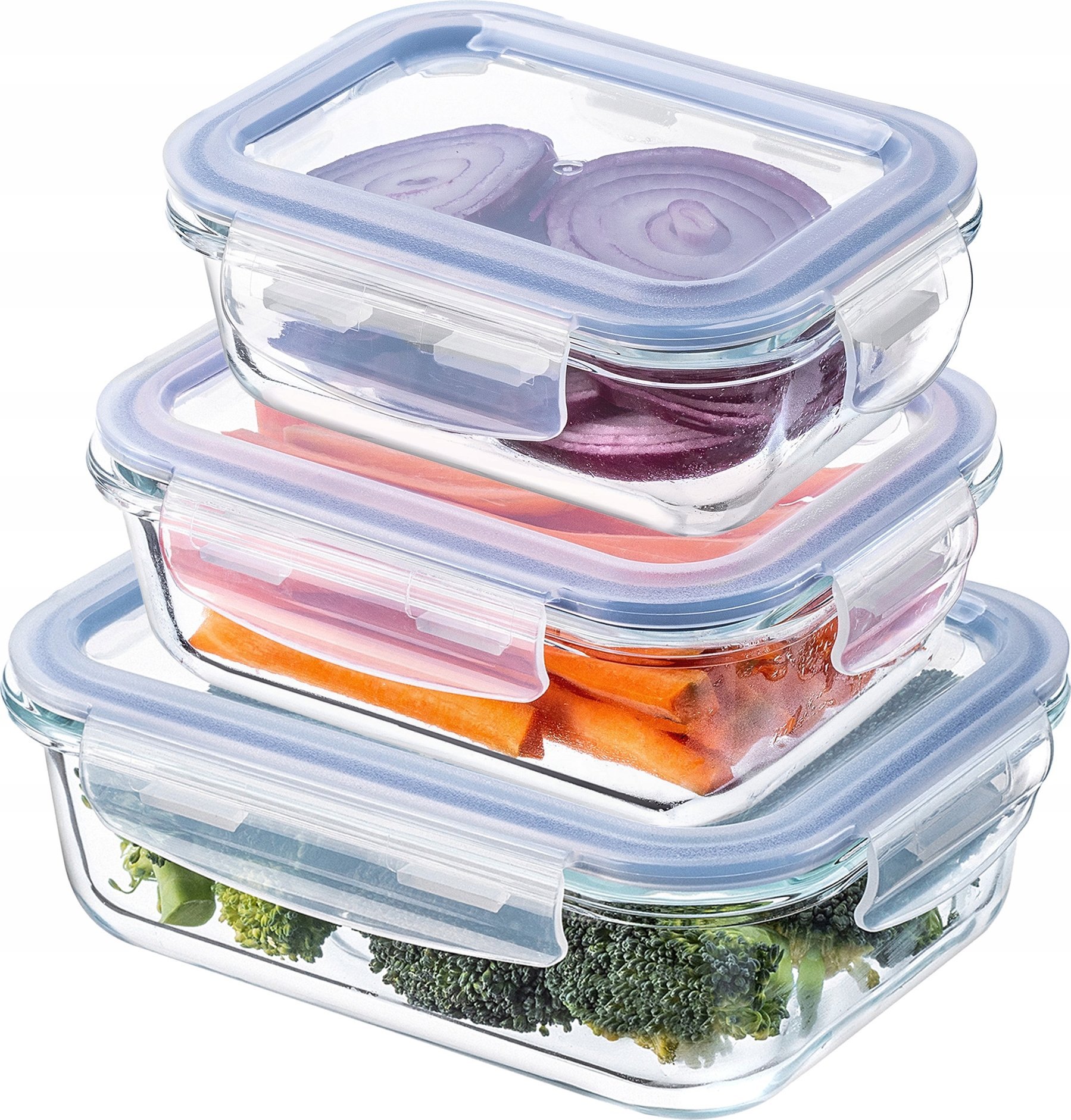 Kadax Zestaw Pojemników Na Żywność Szklane Z Pokrywką Pudełko Prostokątne 3szt