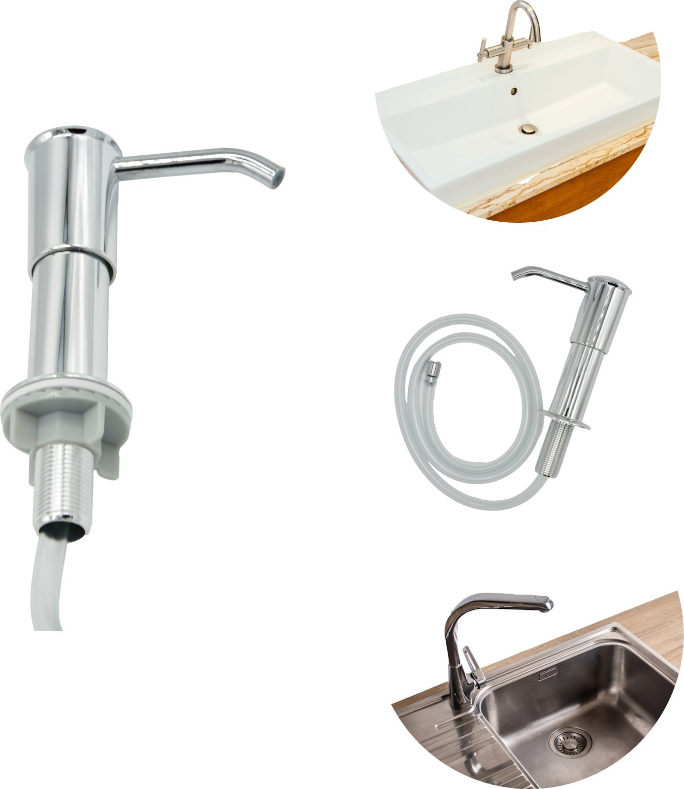 Dozownik do mydła SHOPUJ.PL SREBRNY DOZOWNIK MYDŁA PŁYNU DO MYCIA NACZYŃ ZLEWU RURKA PRZEDŁUŻKA WYSOKI