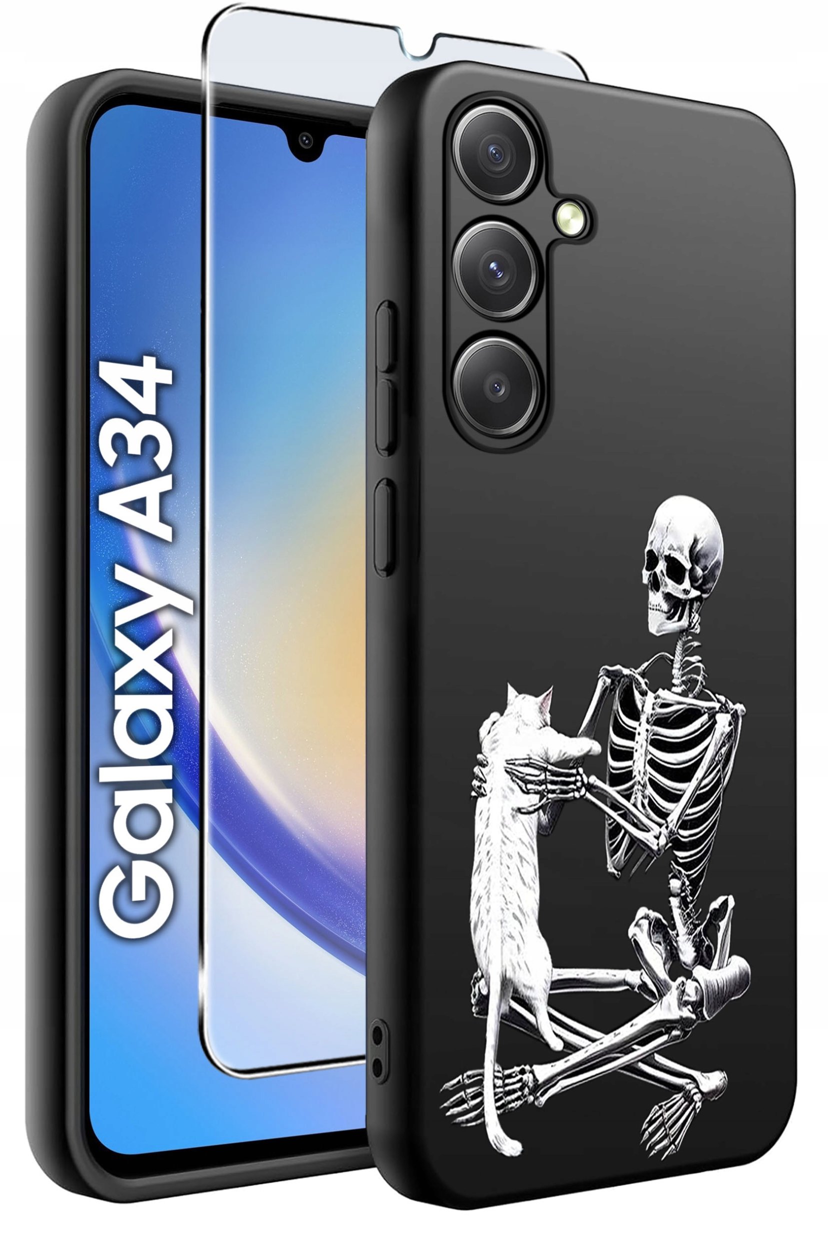 ETUI do Samsung A34 5G WZORY | SILIKONOWE MATT CASE + SZKŁO 9H