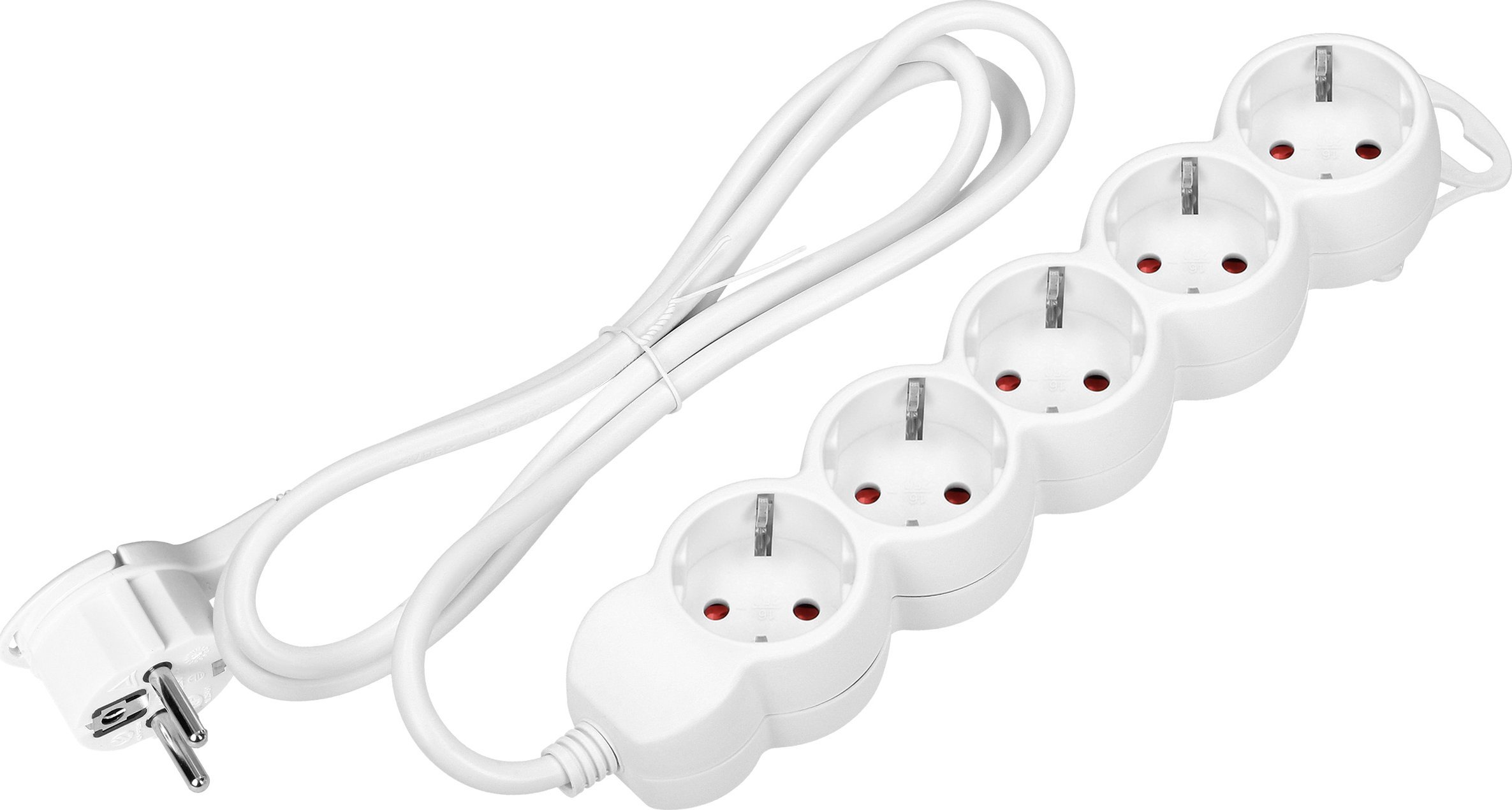Orno Przedłużacz 5-krotny 2P+Z (Schuko), 3m H05VV-F 3x1,5mm2, Imax=16A, płaska wtyczka, biały