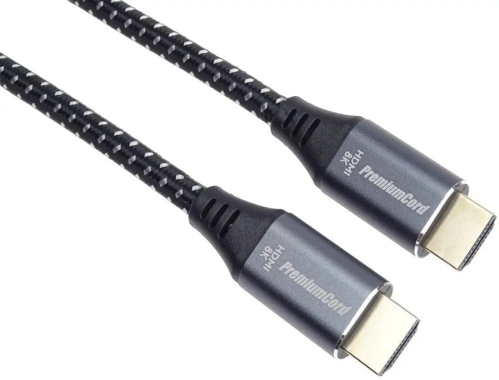 PREMIUMCORD Kabel HDMI 2.1 High Speed + Ethernet kabel 8K@60Hz, zlacené konektory, 1,5m