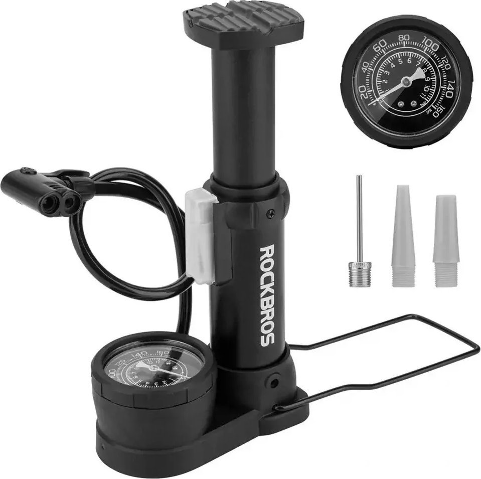 RockBros Pompka rowerowa Rockbros 42610002001 podłogowa z manometrem - czarna
