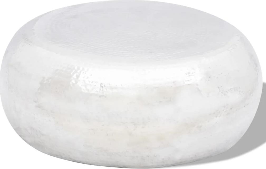 vidaXL Stolik kawowy z młotkowanego aluminium, kolor srebrny