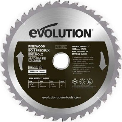 Evolution Piła widiowa do cięcia drewna Fine wood 210mm / 40z do pił ukośnych