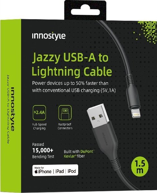 Kabel USB Innostyle USB-A - Lightning 2 m Czarny