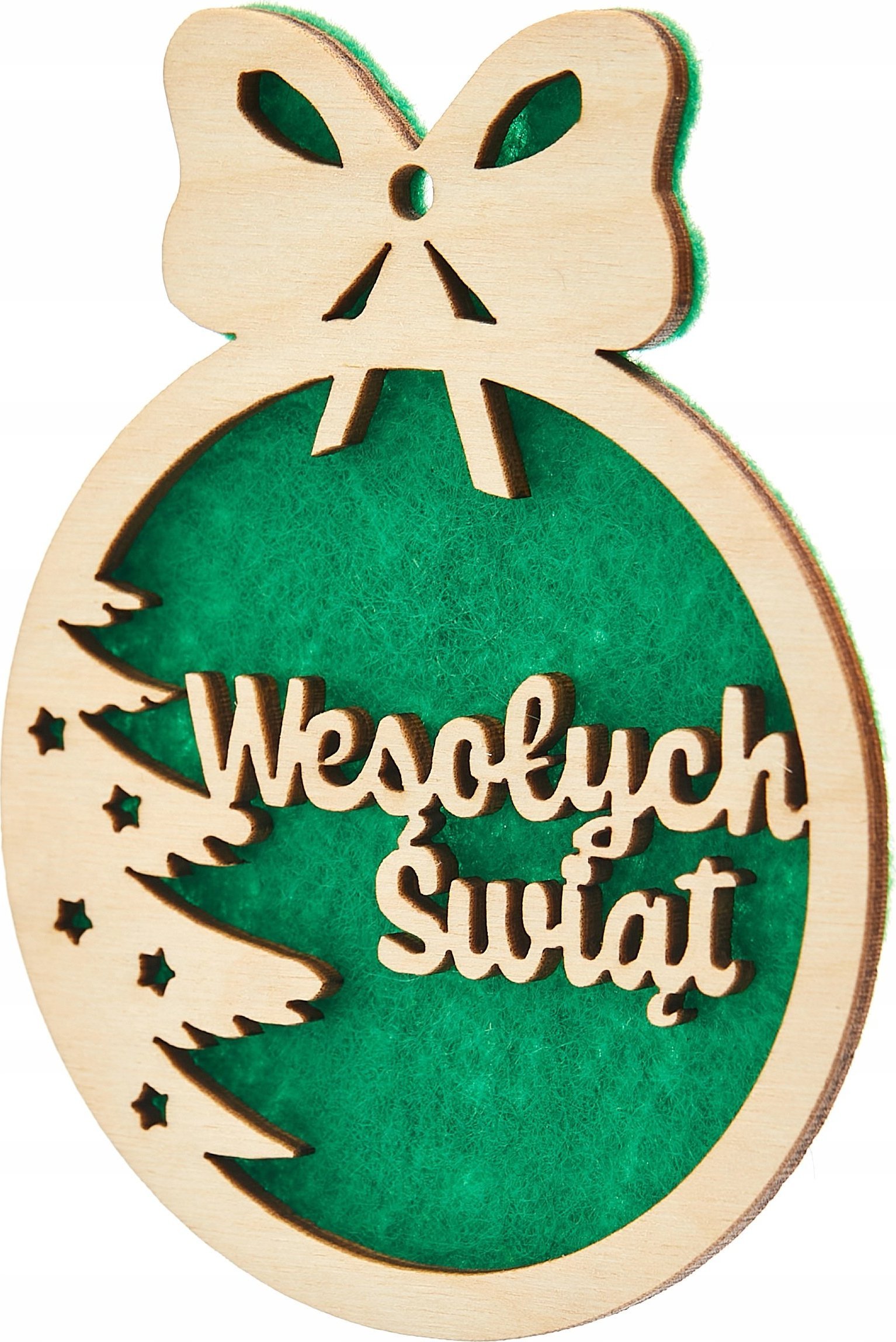 Techrebal BOMBKA Z ŻYCZENIAMI DREWNIANA CHOINKOWA ZIELONA
