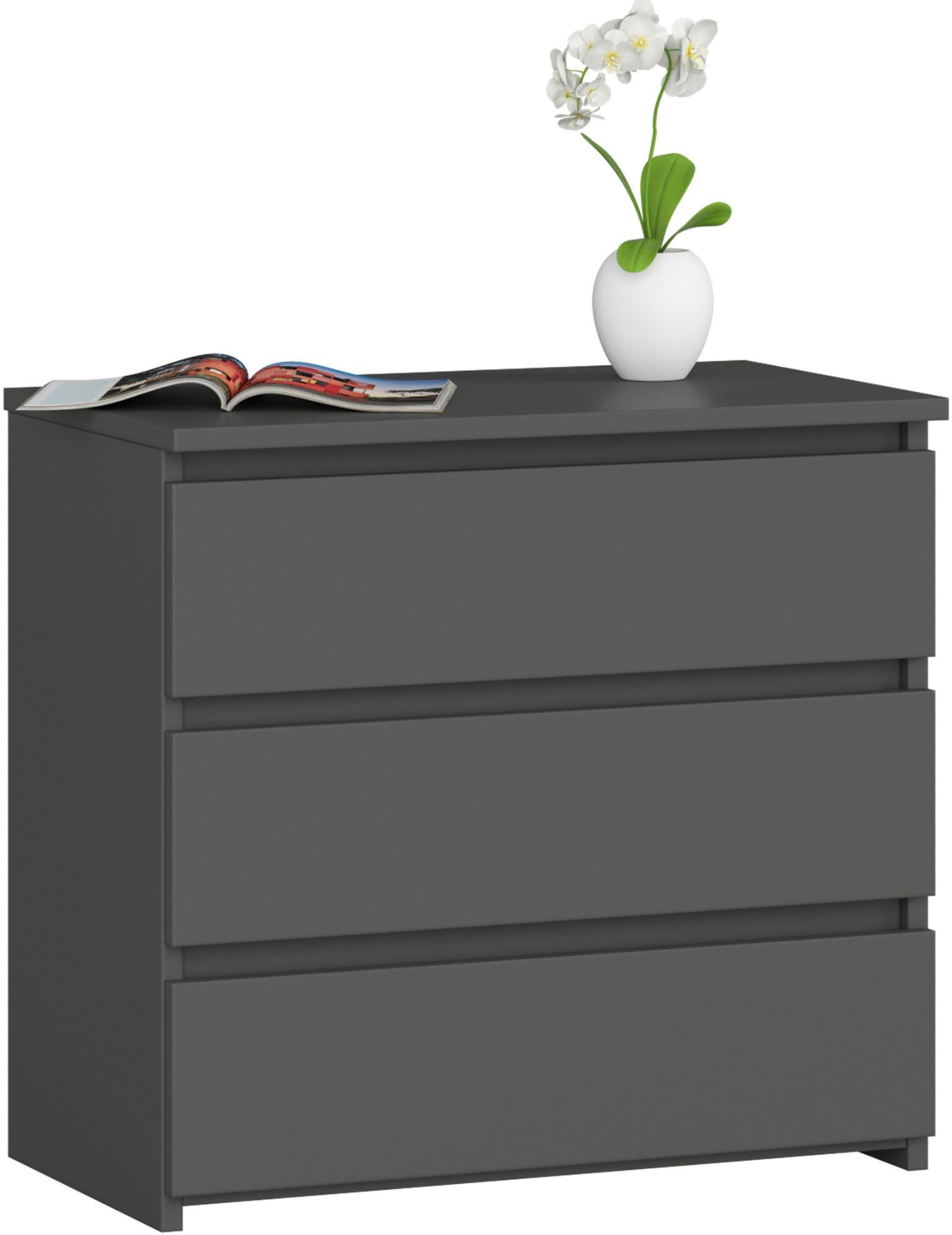 Fabryka Mebli Akord Szafka nocna CL3 60 cm 3 szuflady - grafit szary