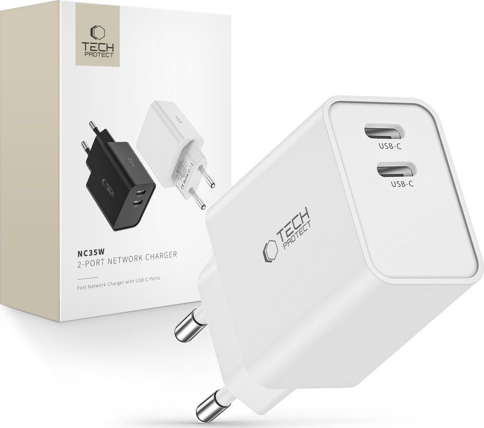 Ładowarka Tech-Protect TECH-PROTECT C35W 2-PORT NETWORK CHARGER PD35W WHITE