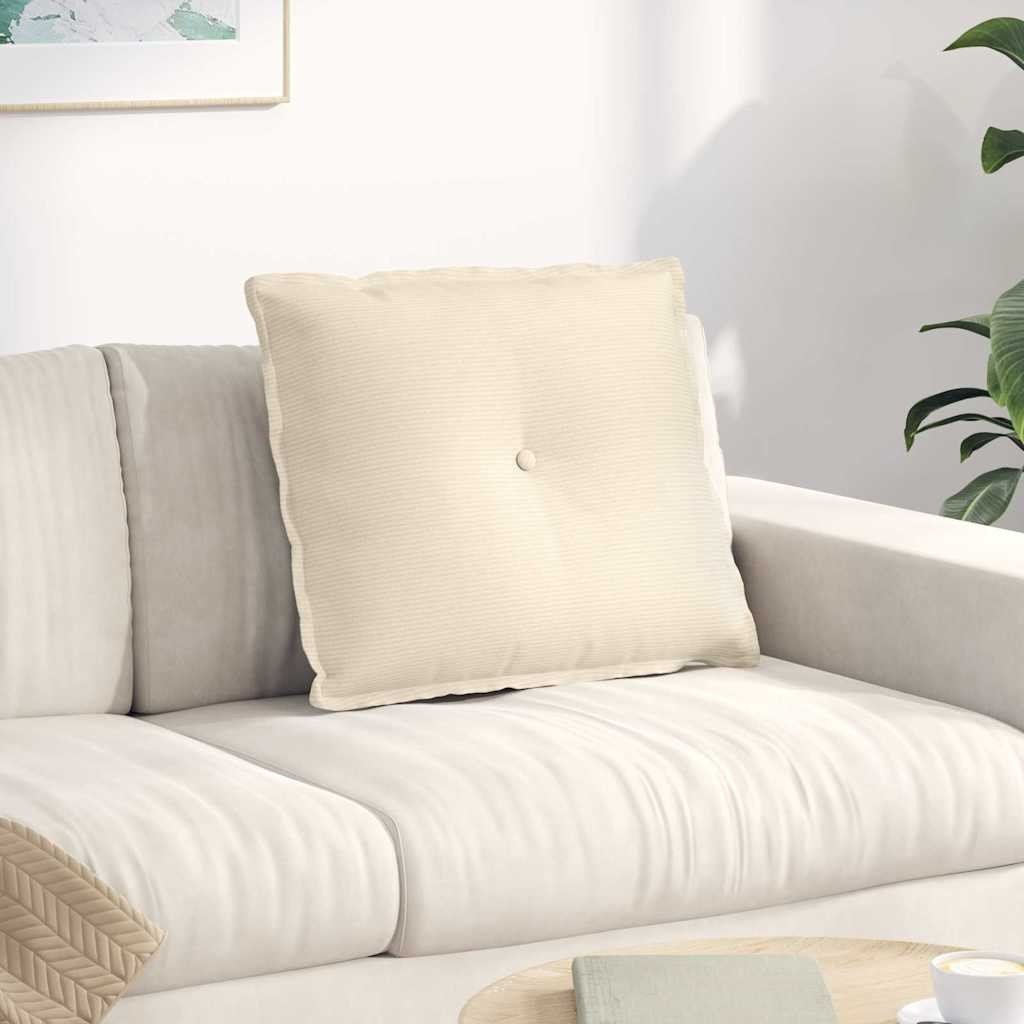 vidaXL Poduszka na plecy Kremowy 60 x 50 cm Tkanina sztruksowa