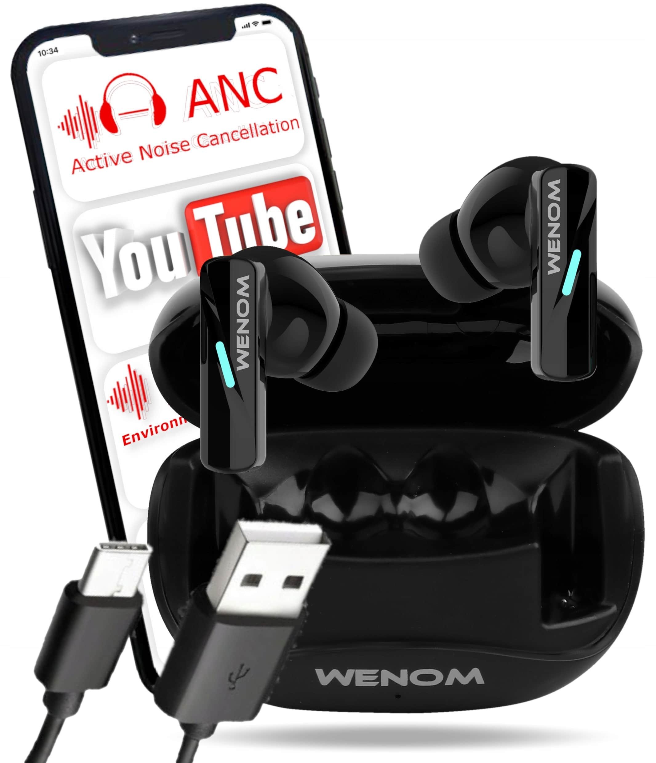 Słuchawki bezprzewodowe dokanałowe WENOM GM5 ANC ENC EDR blut 5,3 sportowe