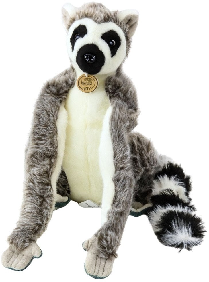 PLUSZOWA MASKOTKA PRZYTULANKA LEMUR 27CM DŁUGIE ŁAPKI NA RZEPY MIĘKKI PLUSZ