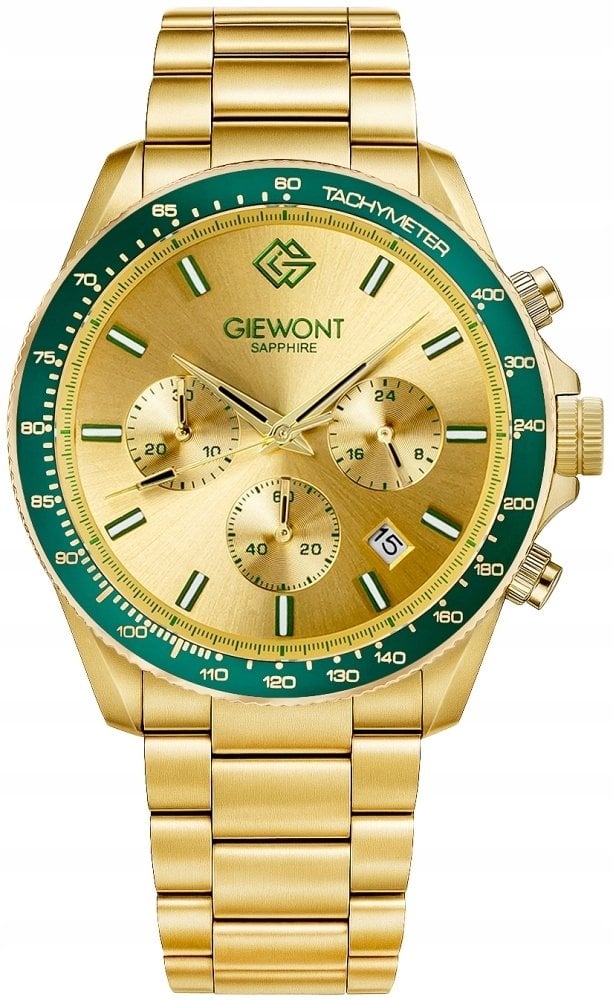 Zegarek Giewont Zegarek Męski Chronograph Sapphire Złoto Zielony GW3520-B6