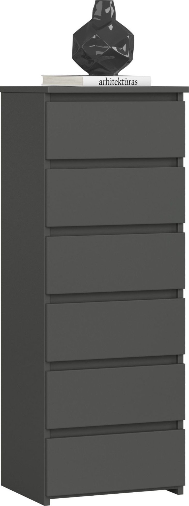 Fabryka Mebli Akord Komoda CL6 40 cm 6 szuflad - grafit szary