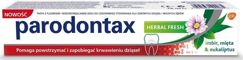 Parodontax Herbal Fresh pasta do zębów przeciw krwawieniu dziąseł Imbir & Mięta & Eukaliptus 75ml
