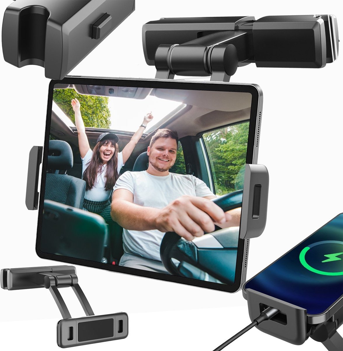 Heckermann Samochodowy uchwyt na zagłówek do telefonu lub tabletu Heckermann PB-48