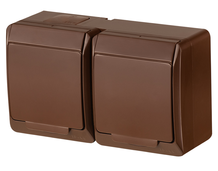 Elektro-Plast Gniazdo natynkowe GNT Hermes 2x2P + Z z klapką brązowe (0322-06)