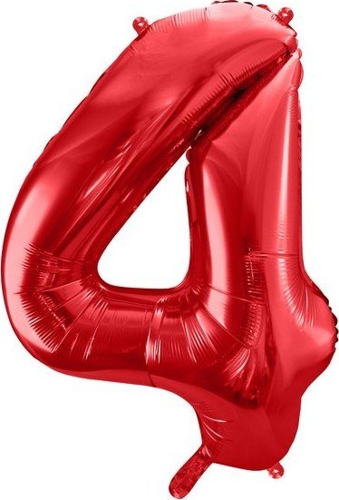 PartyDeco Balon foliowy cyfra 4 duża czerwona urodzinowa 34'
