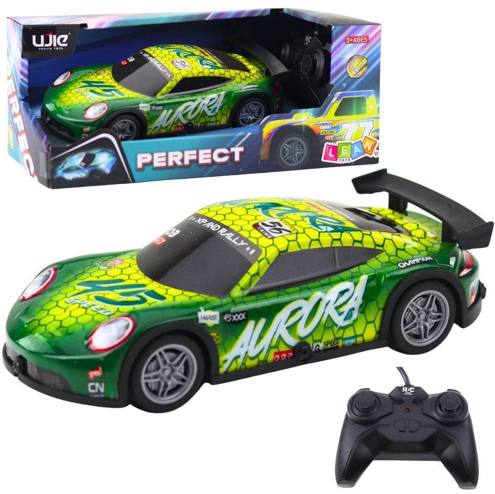 Samochód Wyścigowy Zdalnie Sterowany RC Świecąca Obudowa Zielony LEAN Toys