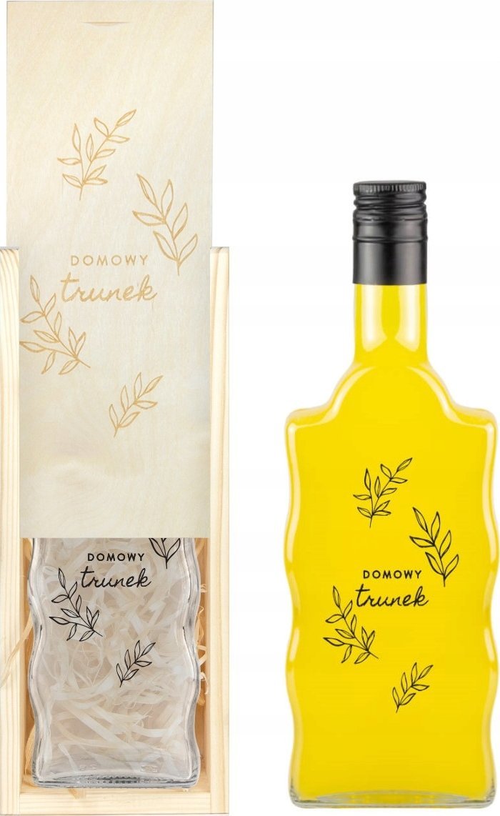 SKRZYNKA DREWNIANA + butelka na DOMOWY TRUNEK wino