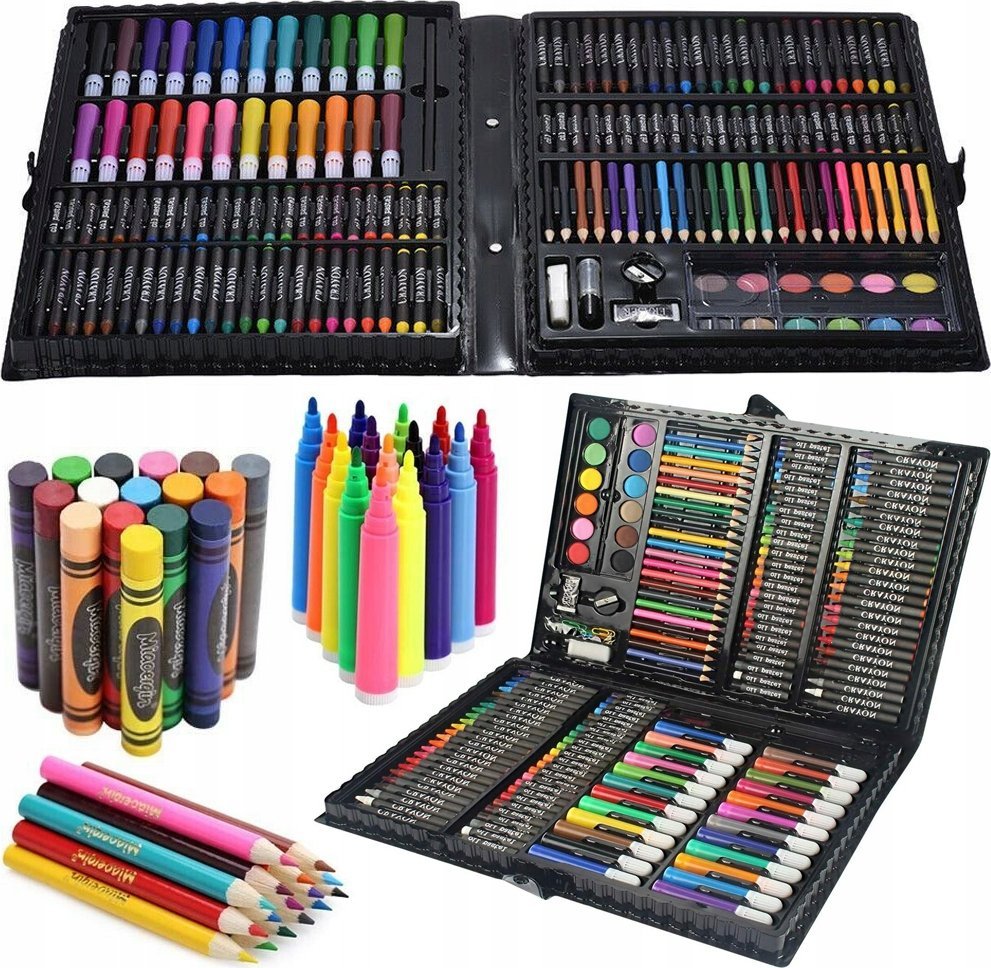 ZESTAW ARTYSTYCZNY W WALIZCE 168el CZARNY KIDDO-02