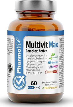 Pharmovit Multivit Max Complex Active 60 Kaps. Pharmovit Magnez Chrom Cynk Jod Niacyna Wit. A D C E K Kompleks B Bio Perine