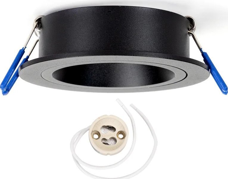Aigostar Oprawa sufitowa podtynkowa okrągła czarna +gniazdo GU10 Sufitowa lampa pierścieniowa + uchwyt lampy GU10