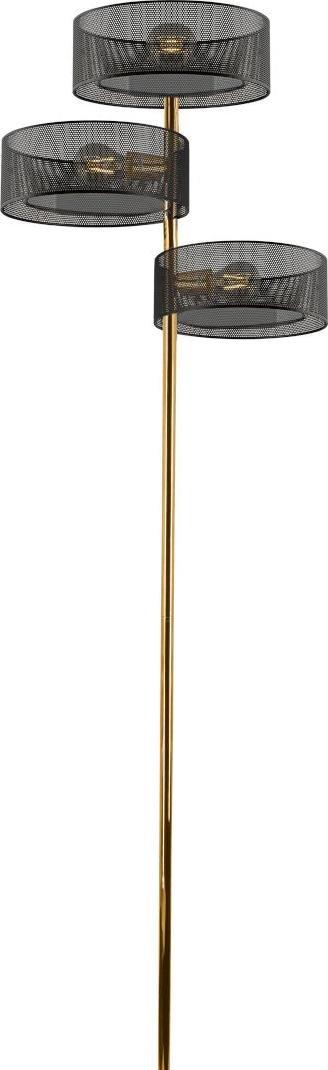 Lampa podłogowa Mdeco Ażurowa LAMPA podłogowa DRS8006/3FTRNET MDECO ażurowa stojąca do salonu złota czarna